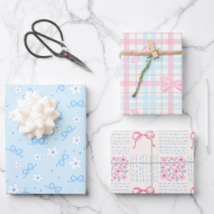 Coquette Pastell Blau Süße Geschenkpapier Set