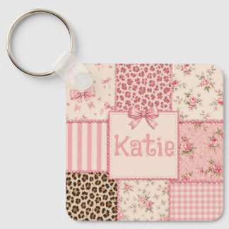 Coquette-Patchwork-Blumen-Leopard-Schlüsselanhänge Schlüsselanhänger
