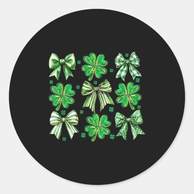 Coquette Patrick's Day Bow,shamrock Lucky Bow Funn Runder Aufkleber (Vorderseite)