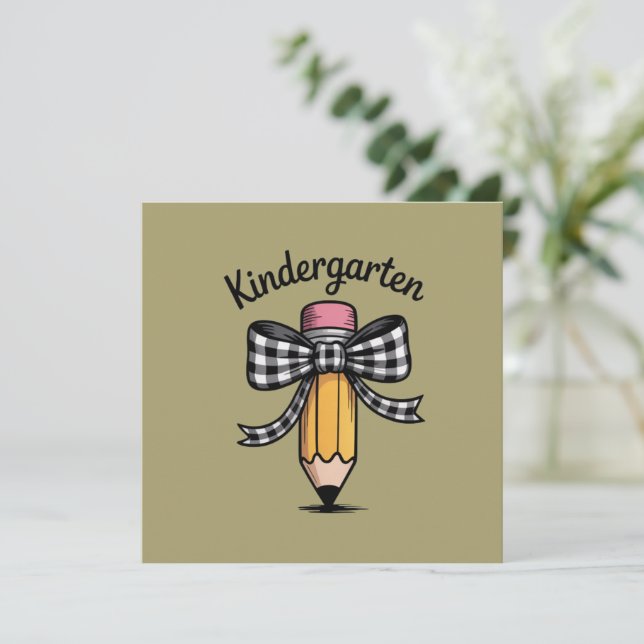 Coquette Pencil Bow Kindergarten Lehrerschule Dankeskarte (Stehend Vorderseite)