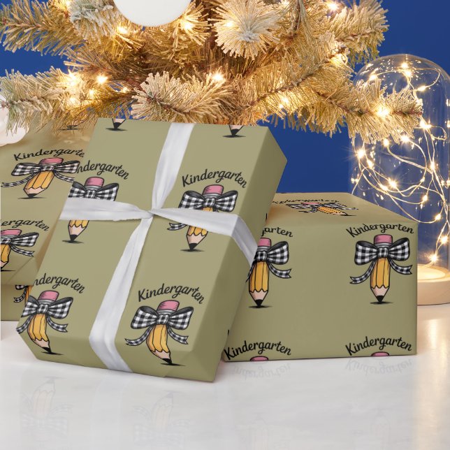 Coquette Pencil Bow Kindergarten Lehrerschule Geschenkpapier (Feiertage)