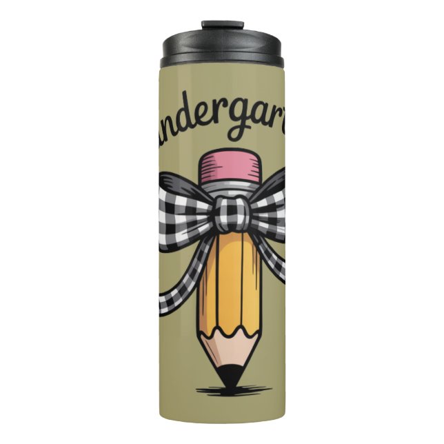 Coquette Pencil Bow Kindergarten Lehrerschule Thermosbecher (Vorderseite)