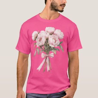 Coquette Peony Bouquet Inspired Flower Plant Lover T-Shirt