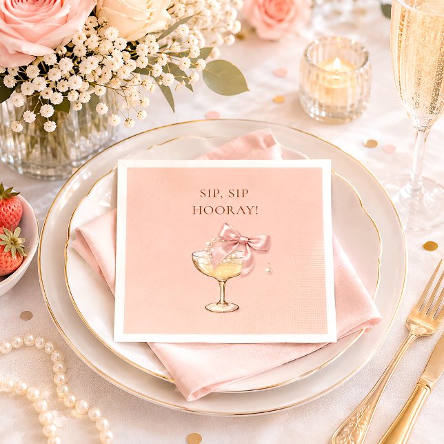 Coquette Perlen & Prosecco Brautjungfernparty Serviette (Von Creator hochgeladen)