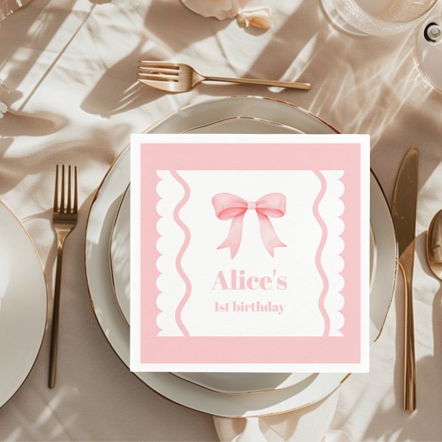 Coquette Pink Aquarellbogen 1. Geburtstag Serviette (Von Creator hochgeladen)