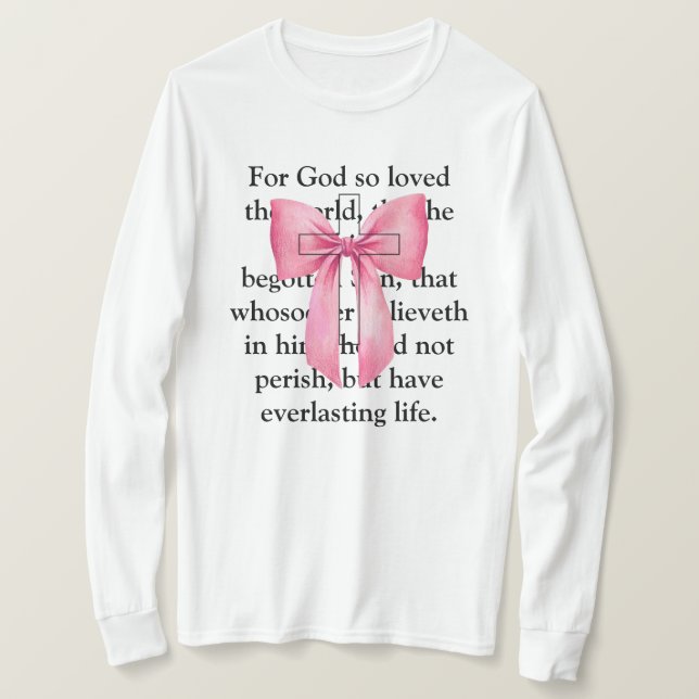Coquette Pink Bible Verse Cross Sweatshirt T-Shirt (Design vorne)