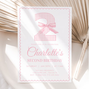 Coquette PINK BOW 2. Geburtstag Einladung