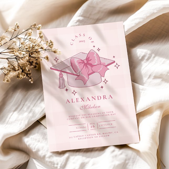Coquette Pink Bow Abschluss Einladung (Von Creator hochgeladen)