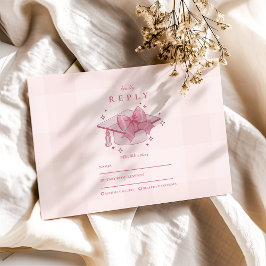 Coquette Pink Bow Abschluss RSVP Karte