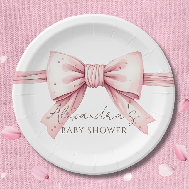 Coquette Pink Bow Babydusche Pappteller (Von Creator hochgeladen)
