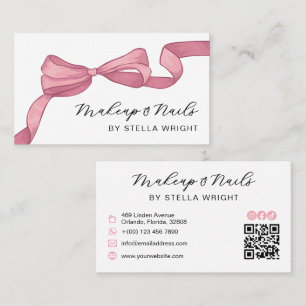 Coquette Pink Bow Beauty QR-Code Visitenkarte