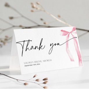 Coquette Pink Bow beißt die Knotenbridal Dankeskarte