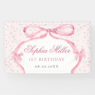 Coquette Pink Bow Birthday Banner