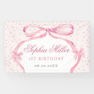 Coquette Pink Bow Birthday Banner