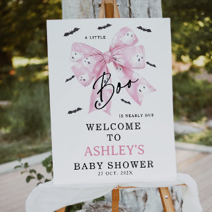 Coquette Pink Bow Boo Baby Dusche Begrüßungszeiche Fotodruck