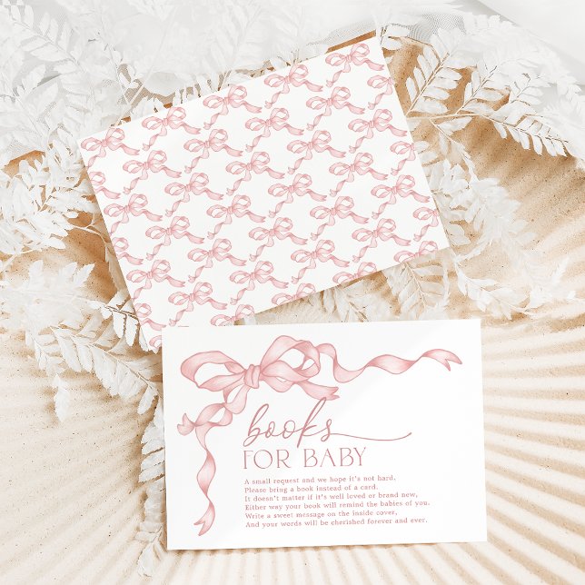 Coquette Pink Bow Books for Baby Girl Dusche Begleitkarte (Von Creator hochgeladen)