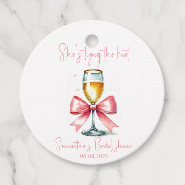 Coquette Pink Bow Brautparty Geschenkanhänger (Vorderseite)