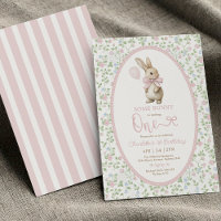 Coquette Pink Bow Bunny Rabbit Girl 1. Geburtstag