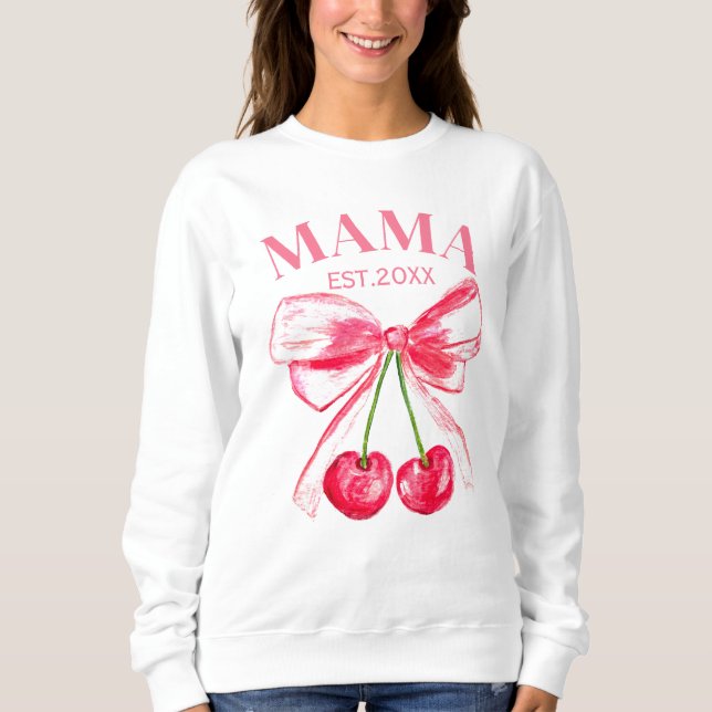 Coquette Pink Bow Cherries Niedliche Mama Ästhetik Sweatshirt (Vorderseite)