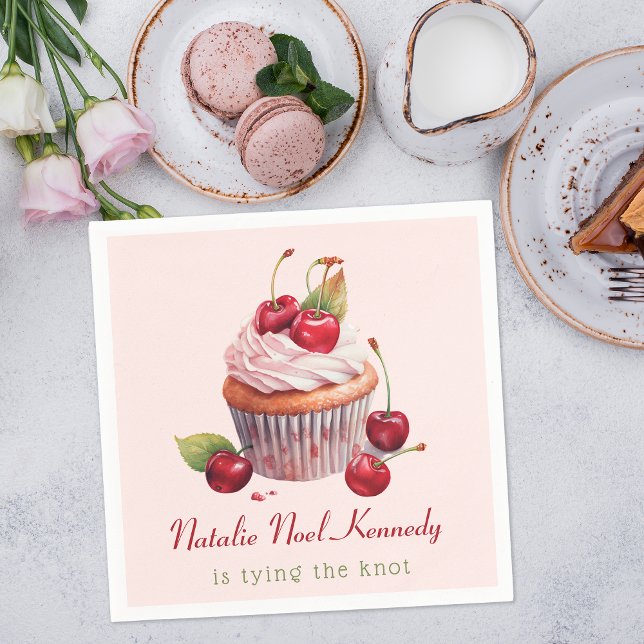 Coquette Pink Bow Cherry Cake Extravagant Girl Äst Serviette (Von Creator hochgeladen)