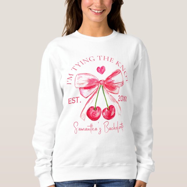Coquette Pink Bow Cherry Junggeselinnen-Abschied Sweatshirt (Vorderseite)