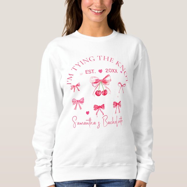 Coquette Pink Bow Cherry Junggeselinnen-Abschied Sweatshirt (Vorderseite)