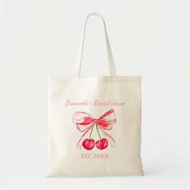 Coquette Pink Bow Cherry Junggeselinnen-Abschied Tragetasche (Vorne)