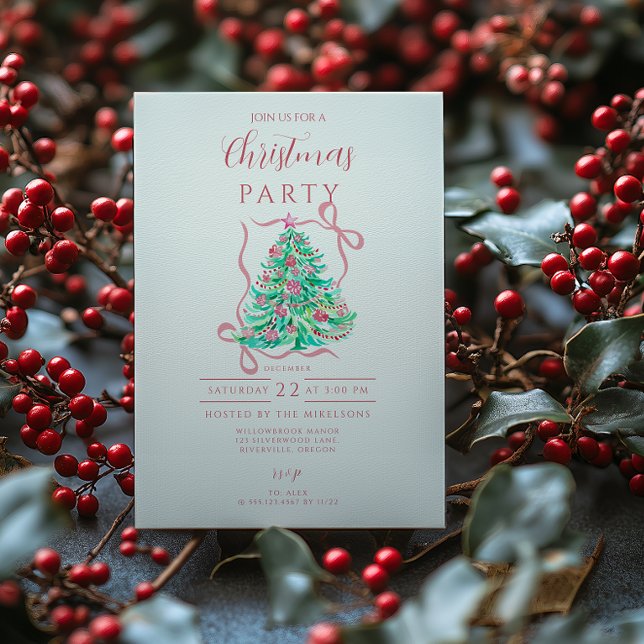 Coquette Pink Bow Christmas Einladung (Von Creator hochgeladen)