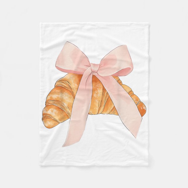 Coquette Pink Bow Croissant Niedlich Backbäcker Ve Fleecedecke (Vorderseite)