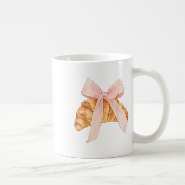 Coquette Pink Bow Croissant Niedlich Backbäcker Ve Kaffeetasse (Rechts)