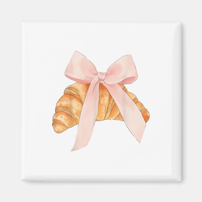 Coquette Pink Bow Croissant Niedlich Backbäcker Ve Magnet (Vorne)