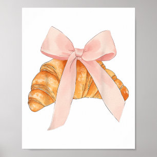 Coquette Pink Bow Croissant Niedlich Backbäcker Ve Poster