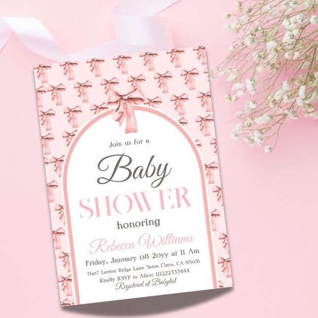 Coquette Pink Bow Es ist eine Girl Baby Dusche Einladung (Von Creator hochgeladen)