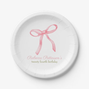 Coquette Pink Bow Feminine Party Personalisiert Pappteller