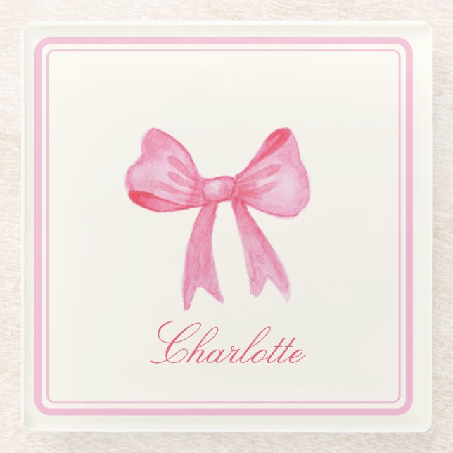 Coquette Pink Bow Glasuntersetzer (Vorderseite)