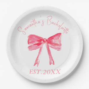 Coquette Pink Bow Junggeselinnen-Abschied Pappteller