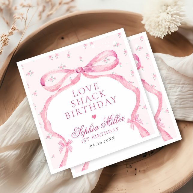 Coquette Pink Bow Liebe Shack Geburtstag Serviette (Von Creator hochgeladen)