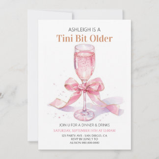 Coquette Pink Bow Martini Geburtstag Einladung