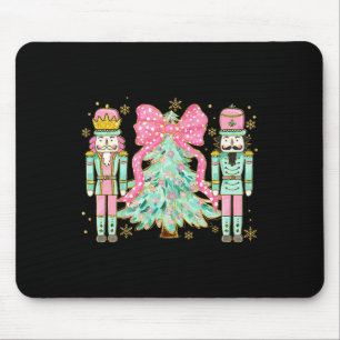 Coquette Pink Bow Nutcracker Weihnachtsbaum Preppy Mousepad