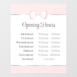 Coquette Pink Bow Öffnungszeiten Fensteraufkleber