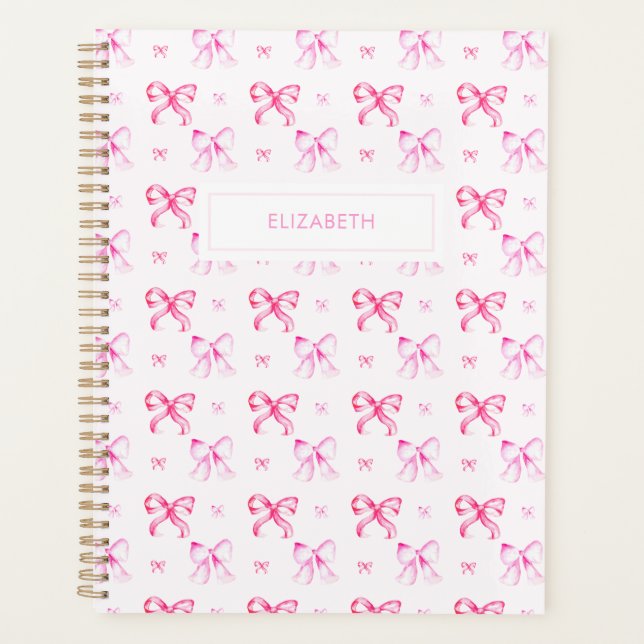 Coquette Pink Bow Preppy Girly Aesthetic Planer (Vorderseite)