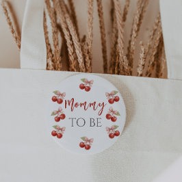 Coquette Pink Bow Red Cherry auf Top Baby Dusche Button