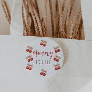 Coquette Pink Bow Red Cherry auf Top Baby Dusche Button