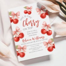 Coquette Pink Bow Red Cherry auf Top Baby Dusche
