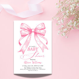 Coquette Pink Bow Retro Girl Babydusche Einladung