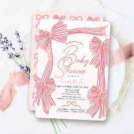Coquette Pink Bow/Ribbon Girl Babydusche Einladung