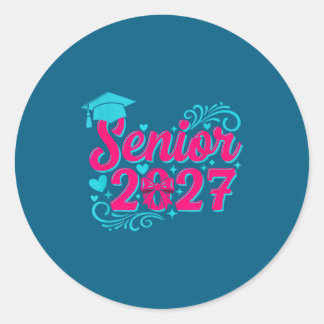 Coquette Pink Bow Senior 2027 Runder Aufkleber
