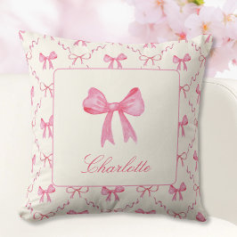 Coquette Pink Bow Throw Kissen