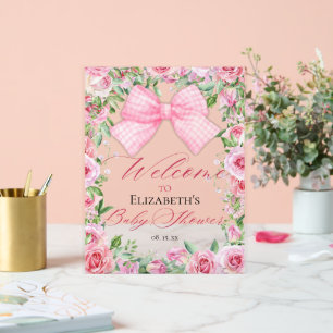 Coquette Pink Bow und Rose Kinderdusche Empfang Acrylschild