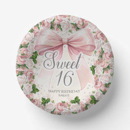 Coquette Pink Bow Vintag Sweet 16 Pappteller